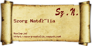 Szorg Natália névjegykártya